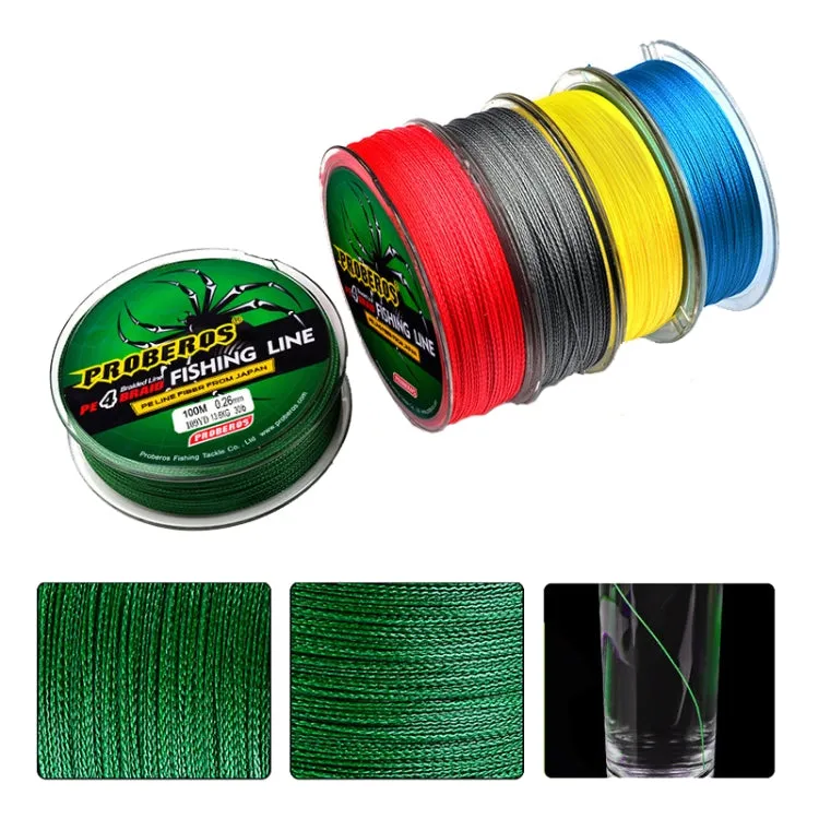 2 PCS PROBEROS 4 Edited 100M Strong Horse Fish Line, Line number: 0.6 / 8LB(Blue)