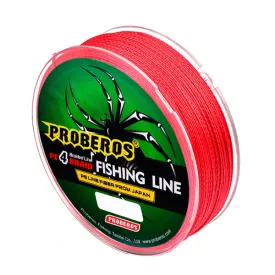2 PCS PROBEROS 4 Edited 100M Strong Horse Fish Line, Line number: 0.6 / 8LB(Red)
