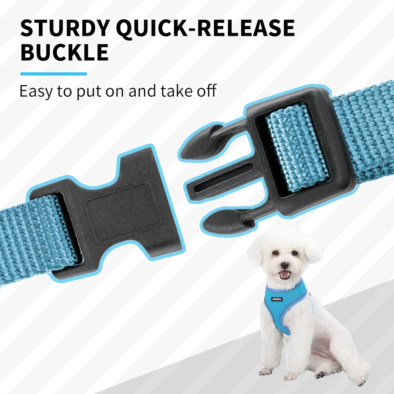 AIITLE Breathable Dog Harness for Small Dogs, Comfortable Adjustable Mesh Vest with Quick-Release Buckle, Reflective Safety Strips  Perfect for Poodles, Teddy Dogs (M, Blue)