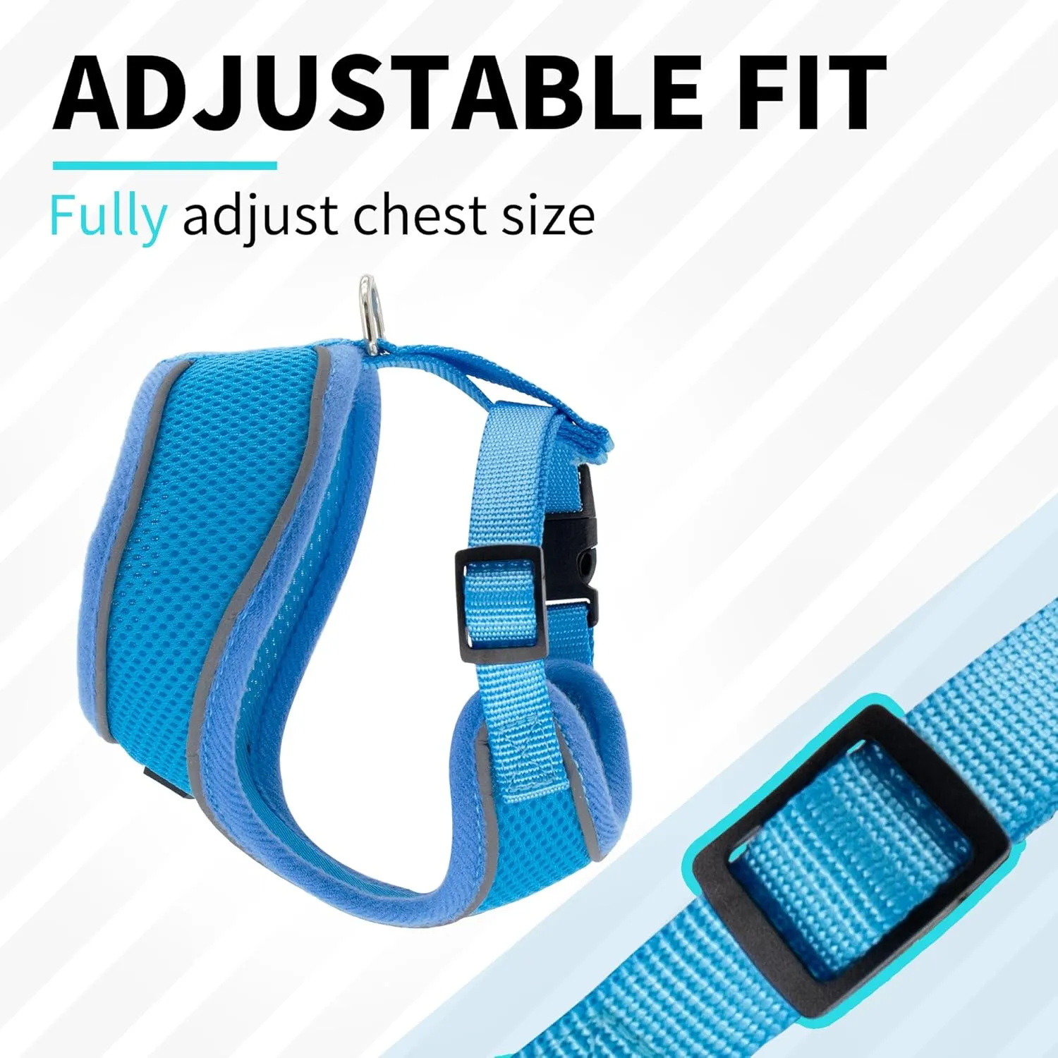 AIITLE Breathable Dog Harness for Small Dogs, Comfortable Adjustable Mesh Vest with Quick-Release Buckle, Reflective Safety Strips  Perfect for Poodles, Teddy Dogs (M, Blue)