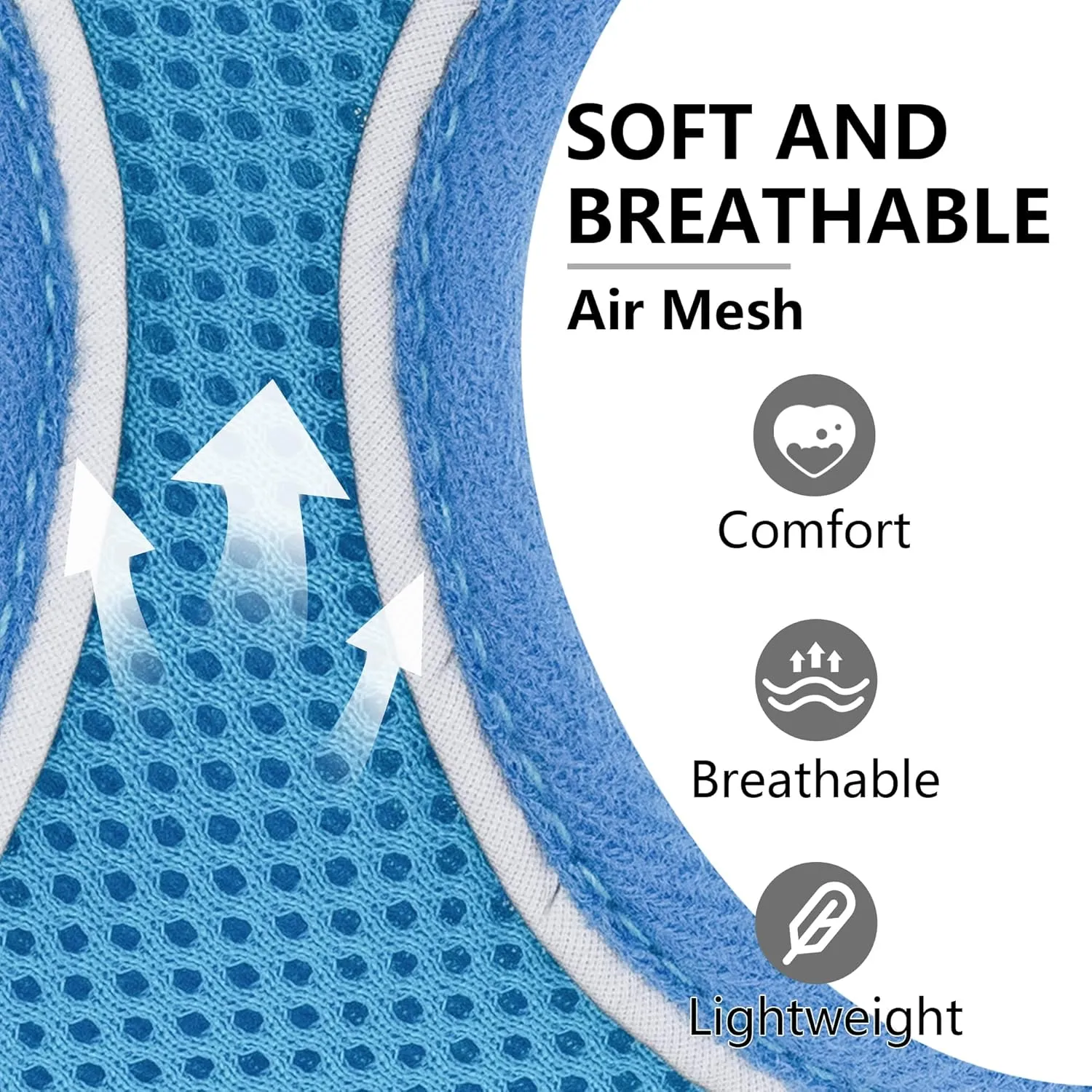 AIITLE Breathable Dog Harness for Small Dogs, Comfortable Adjustable Mesh Vest with Quick-Release Buckle, Reflective Safety Strips  Perfect for Poodles, Teddy Dogs (M, Blue)