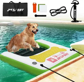 AKSPORT Inflatable Dog Boat Ramp for Small/Large Dogs, Protable Floating Dog Water Ramp Non-Slip Steps Water Pool Pup Ramps for Pools/Boats Docks/Lakes