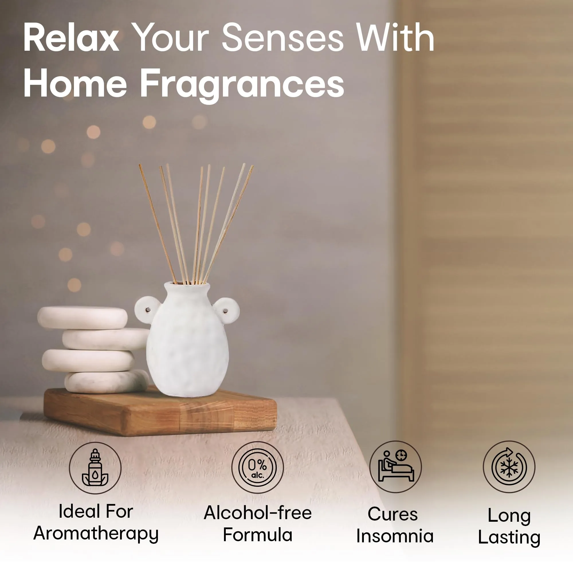 Anko Citrus & Marine Diffuser with Guava & Tuberose Fragrance Diffuser Set | Home Decor Accessory with Soothing Aroma for Office, Home & Gifting |Reed Sticks for Long-Lasting Scent | 150 ml