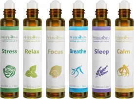 Aromatherapy Essential Oils Roll On Set, Natural Pre-diluted Blend Oils for Skin Use, Relaxation Gift for Women & Men, Pack 6 x10ml
