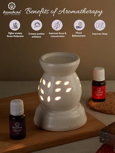 Asian Aura Aroma Diffuser for Home Fragrance| Aroma Burner for Aromatherapy| Home Decor| Aroma Oil Warmer Electric Ceramic Diffuser for Room Fragrance (Round 3)