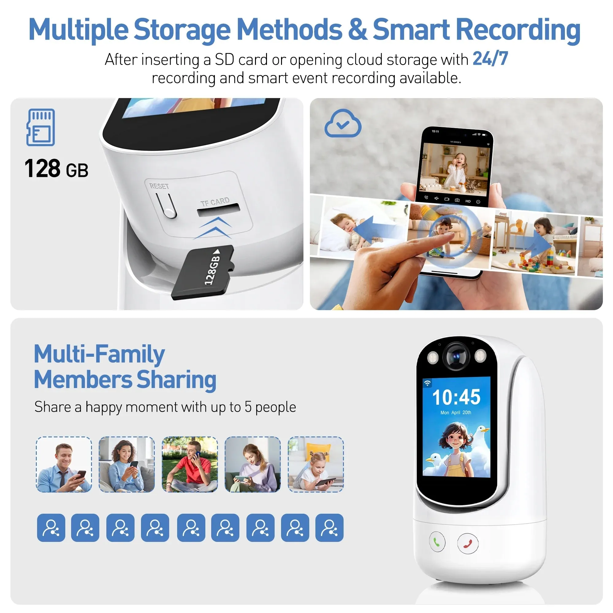 Baby Monitor with Two Way Video Call, 1080P HD Wifi Cameras W/ 2.8” Screen for Home Security/Baby Monitor/Pet Camera