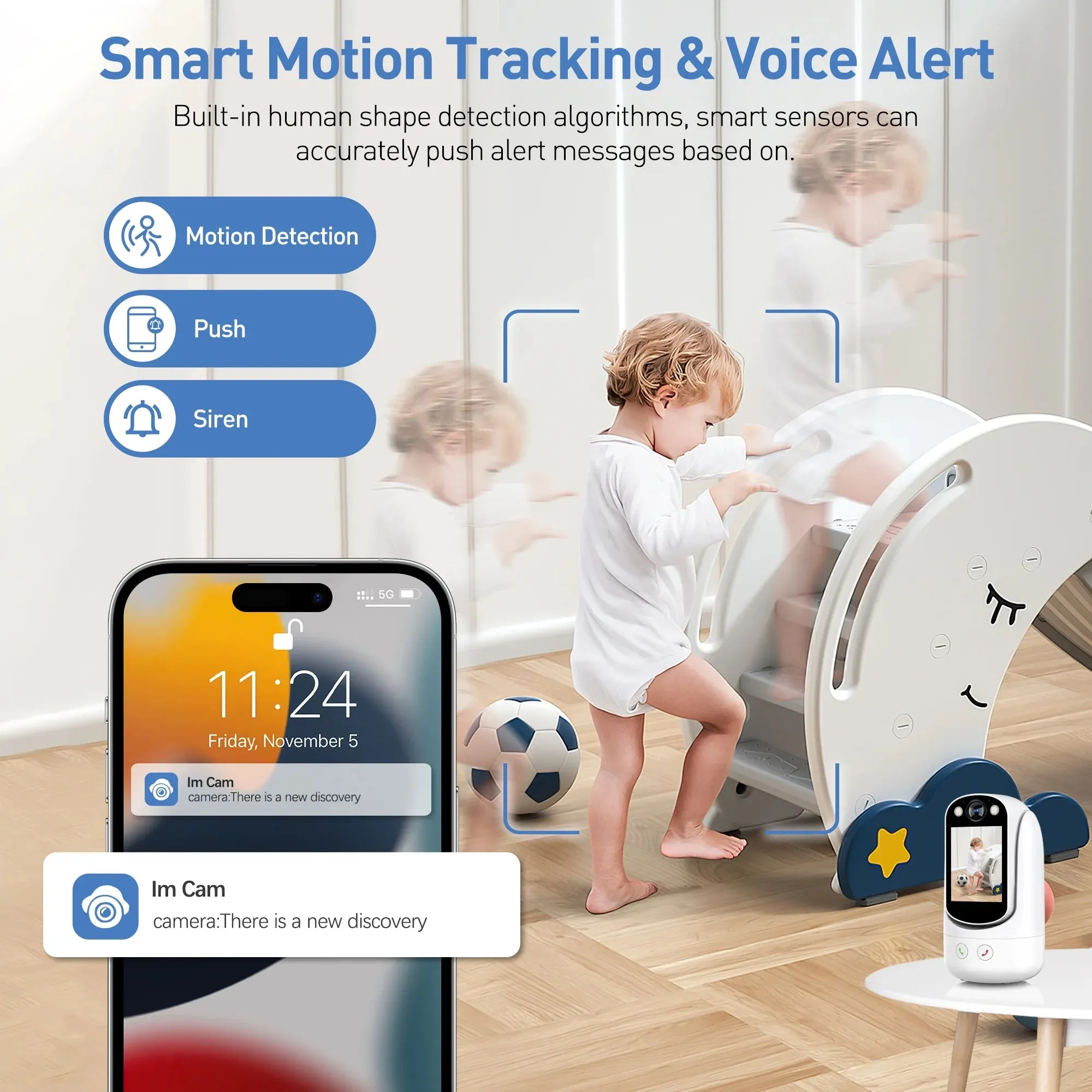 Baby Monitor with Two Way Video Call, 1080P HD Wifi Cameras W/ 2.8” Screen for Home Security/Baby Monitor/Pet Camera