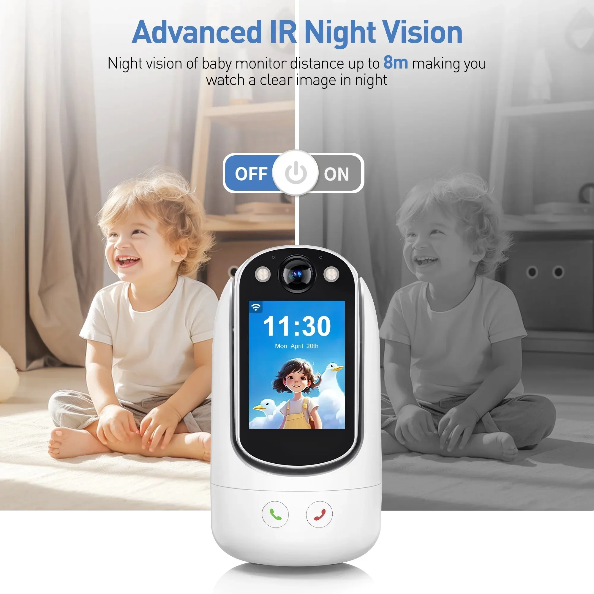 Baby Monitor with Two Way Video Call, 1080P HD Wifi Cameras W/ 2.8” Screen for Home Security/Baby Monitor/Pet Camera