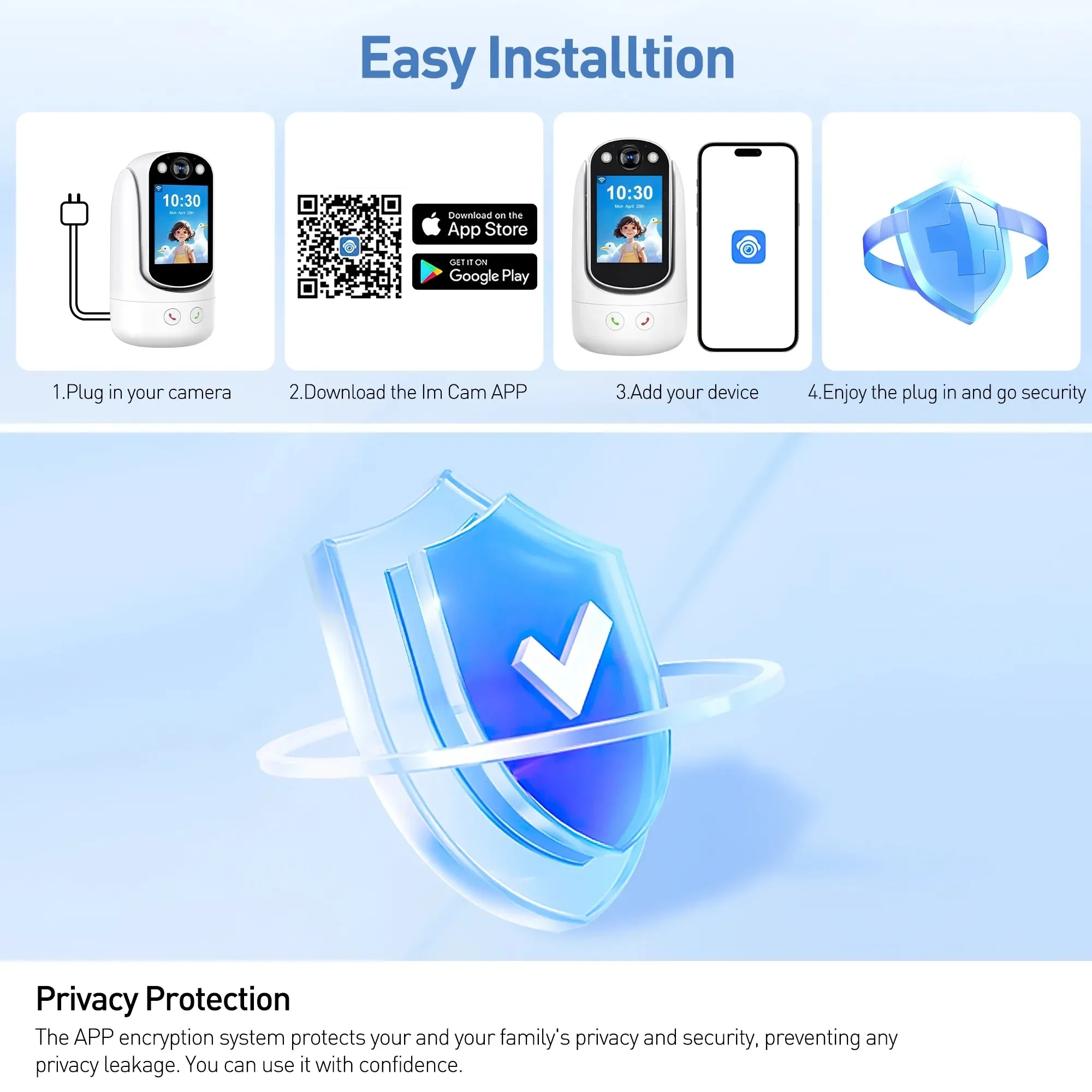 Baby Monitor with Two Way Video Call, 1080P HD Wifi Cameras W/ 2.8” Screen for Home Security/Baby Monitor/Pet Camera