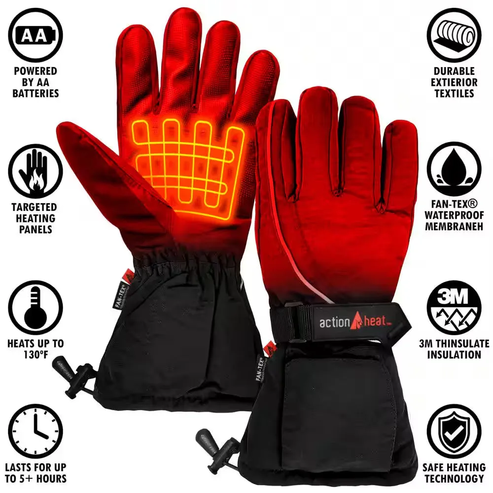 Black AA Battery Heated Gloves