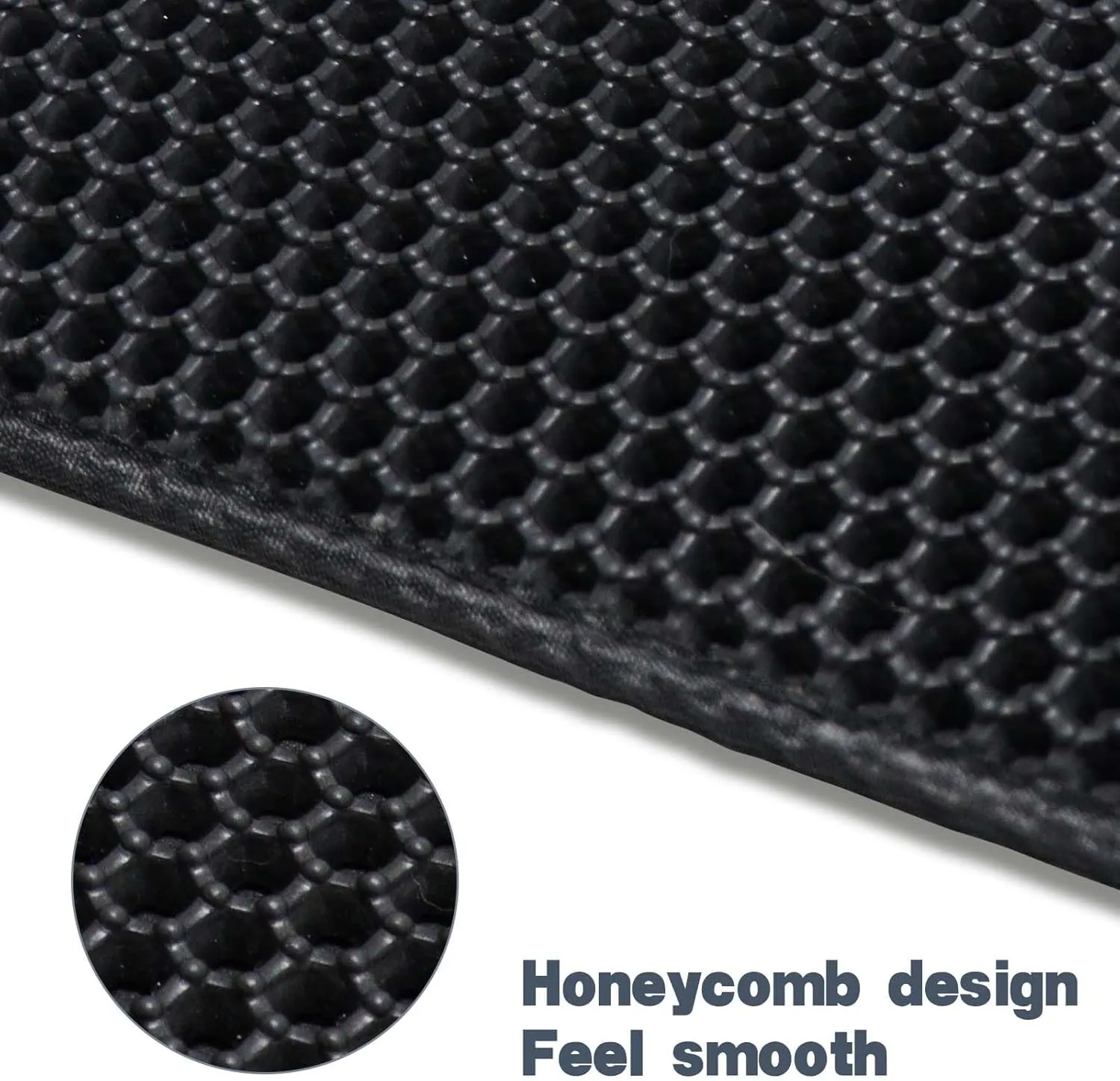 Cat Litter Mat 30"x24" Double Layer Waterproof & Non-Slip - Honeycomb Washable EVA Large Litter Mat for Scatter Control, Urine Proof Litter Trapping Mat for Litter Box(Black)