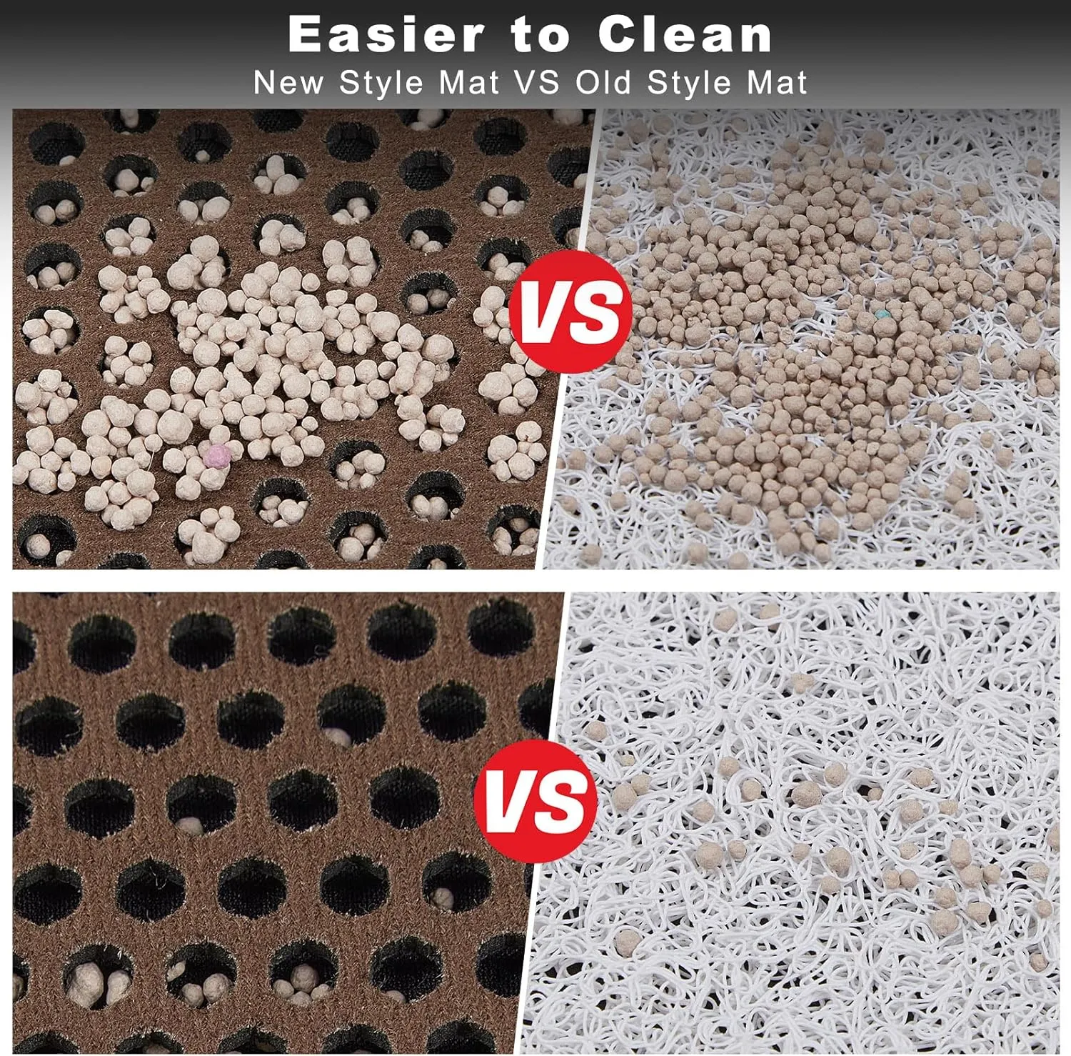 Cat Litter Mat Double Layer Litter Mat Non-slip Litter Box Mat Waterproof and Urine-proof Litter Trapping Mat Grey Kitty Mat Easy To Clean, 46x27in