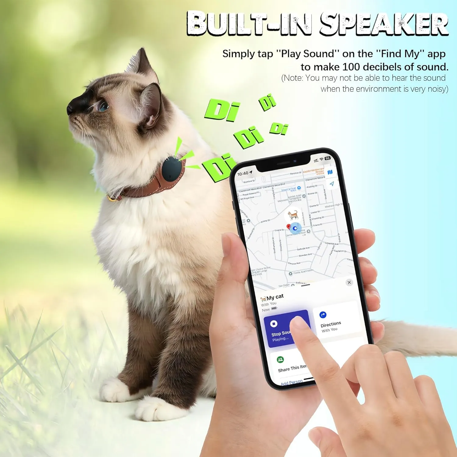 Cat Tracker, GPS Pet Tracker for Cats (Only iOS), Leather Cat Collar with Tracker, Works with Any Collar, No Monthly Fee, Compatible with Apple Find My App not for Android (Brown)