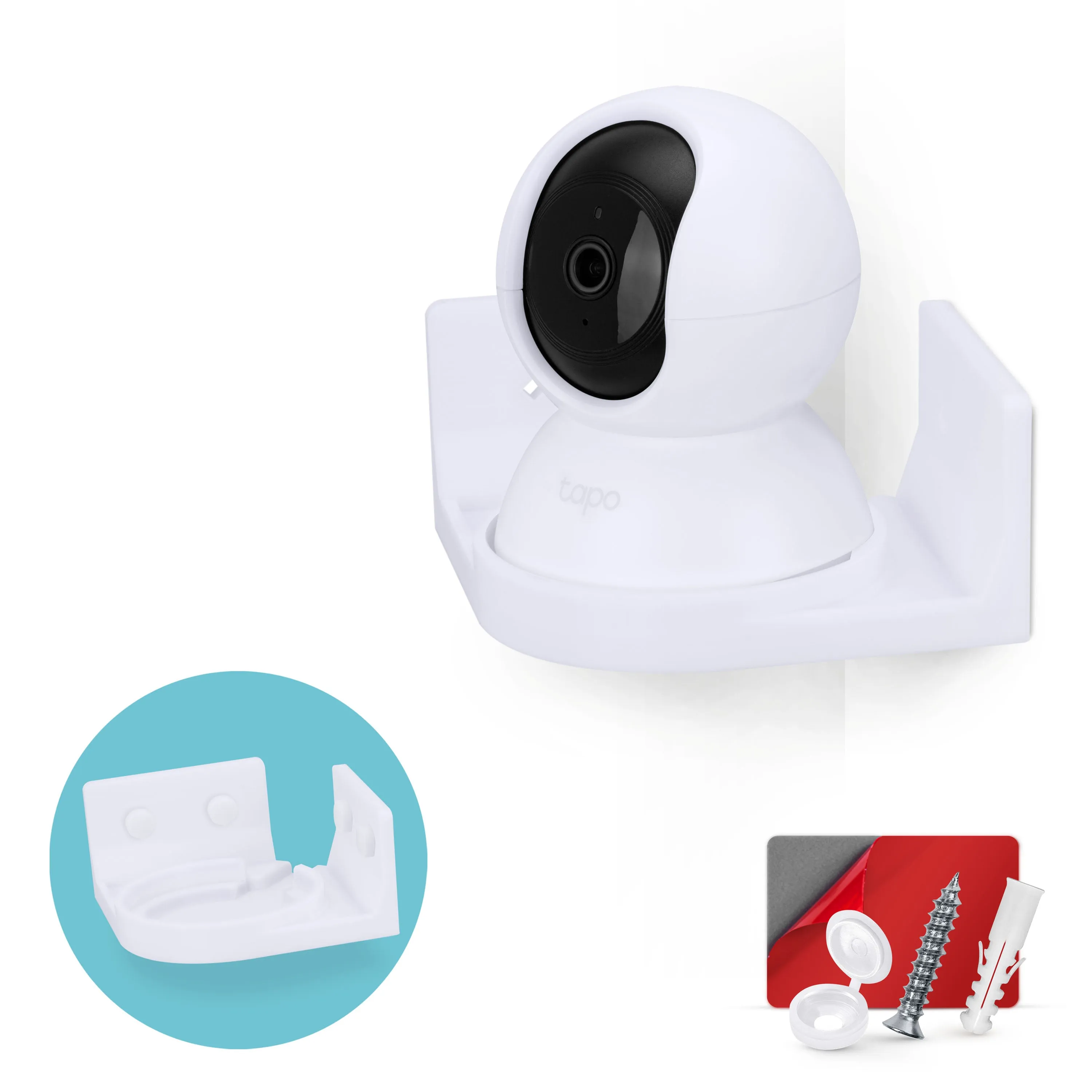 Corner Wall Mount for Tapo Pan/Tilt C200/C210 Pet & Baby Indoor Camera, Security Camera Holder Bracket, Reduce Blind Spots & Clutter, Adhesive & Screw-In Mounting