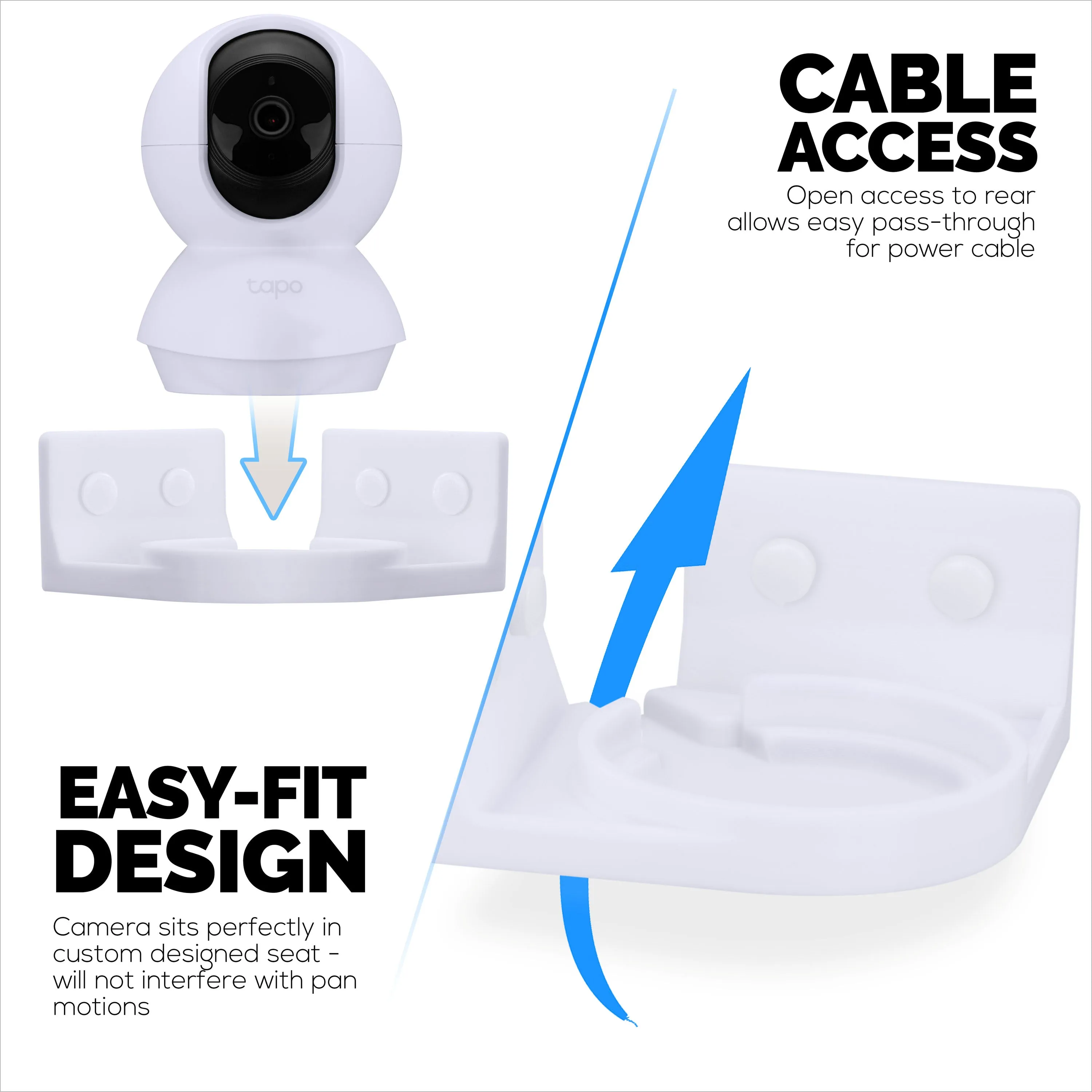 Corner Wall Mount for Tapo Pan/Tilt C200/C210 Pet & Baby Indoor Camera, Security Camera Holder Bracket, Reduce Blind Spots & Clutter, Adhesive & Screw-In Mounting
