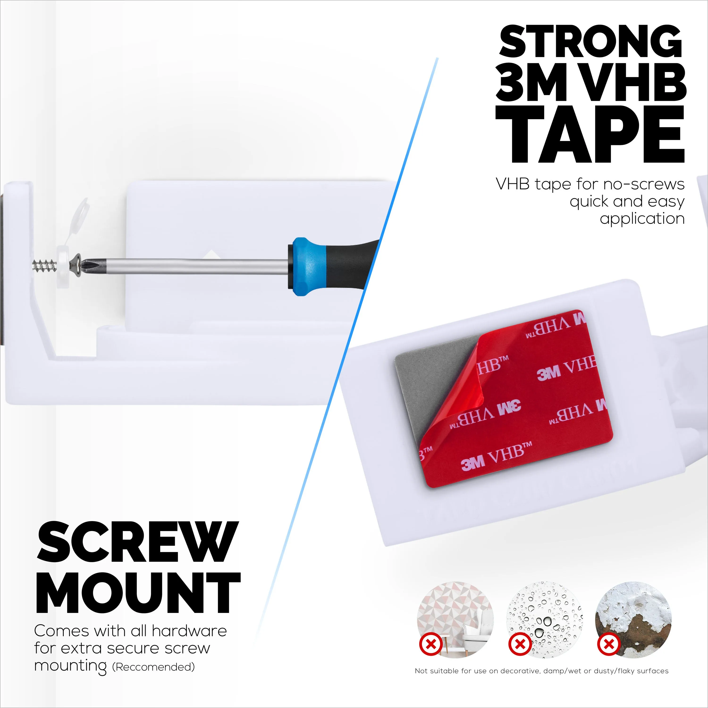 Corner Wall Mount for Tapo Pan/Tilt C200/C210 Pet & Baby Indoor Camera, Security Camera Holder Bracket, Reduce Blind Spots & Clutter, Adhesive & Screw-In Mounting