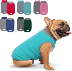 Cyeollo 2 Pack Small Dog Sweater - Stretchy Fleece Sweatshirt with Reflective Stripe - Turquoise & Grey
