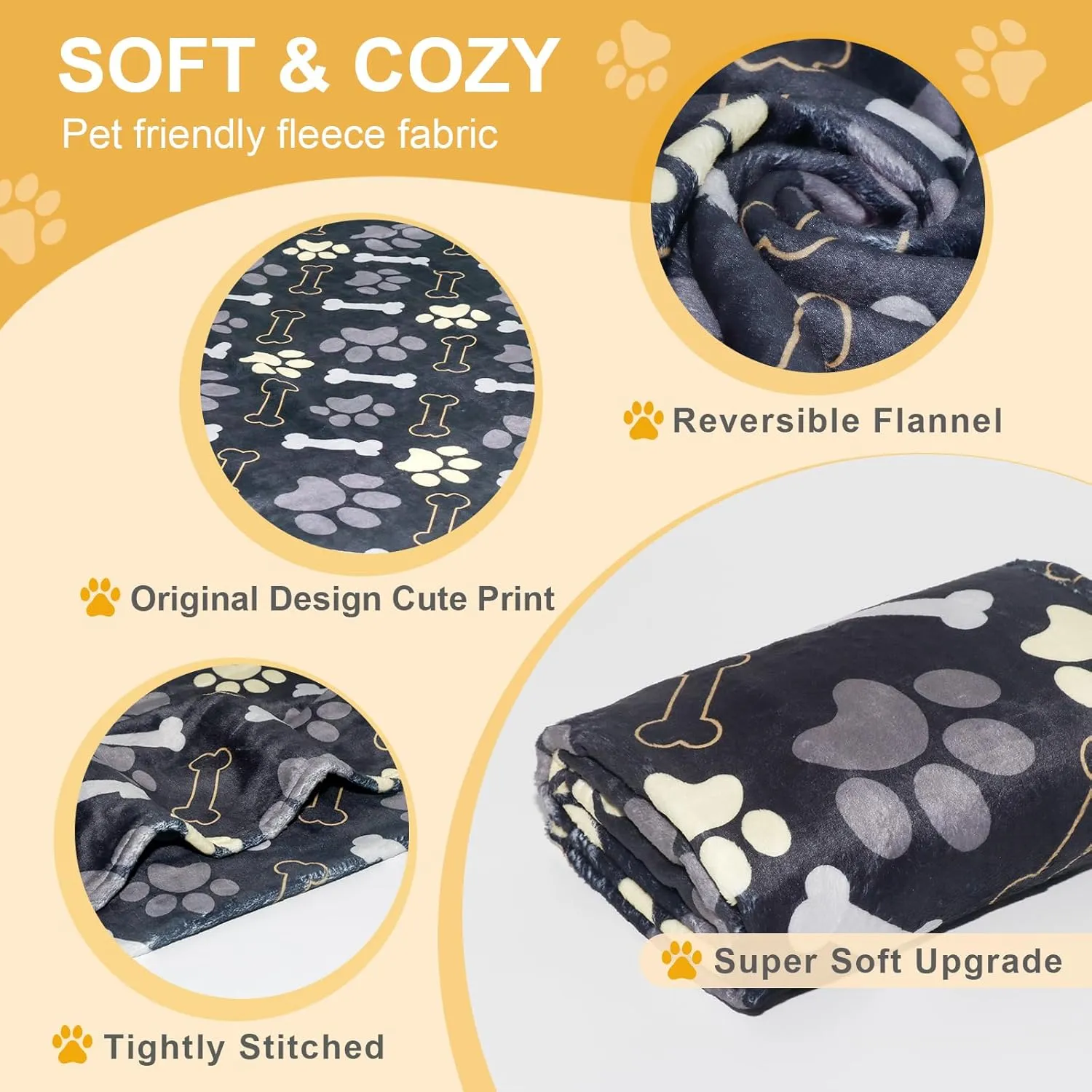 Dog Blanket for Medium Dogs Washable - Soft Fluffy Puppy Blanket with Premium 300GSM Coral Fleece, Cozy Calming Cat Blankets for Indoor Cats for Kitten Doggy, Black