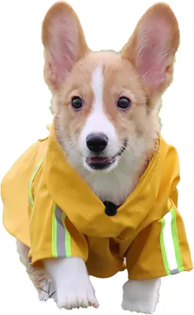 Dog Raincoat,Adjustable Drawstring Dog Rain Jacket for Large Medium Small Dogs,Waterproof Dog Hooded Poncho with Reflective Stripe (Yellow, X-Large)