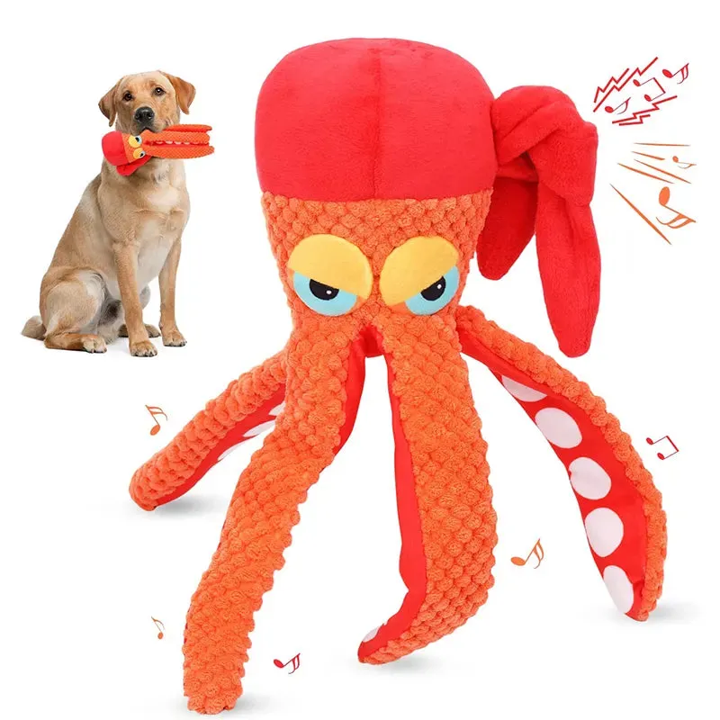 Durable Interactive Squeaky Octopus Pet Toy