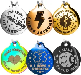 Engraved Dog/Pet Tags Personalized Deaf, Special Medical Heart Condition, Glaucoma, Blind, Diabetic, Seizure, Allergy Regular