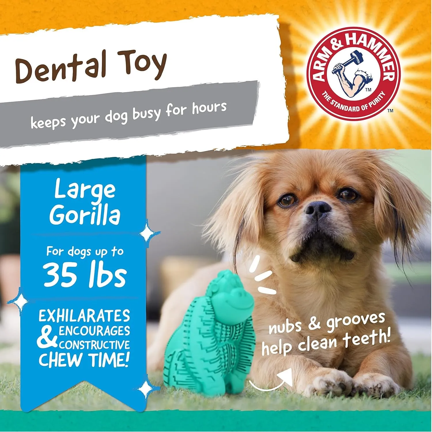 for Pets Super Treadz Gorilla Dental Chew Toy for Dogs - Dog Dental Toys Reduce Plaque & Tartar Buildup without Brushing - Safe for Dogs up to 35 Lbs (Pack of 12)