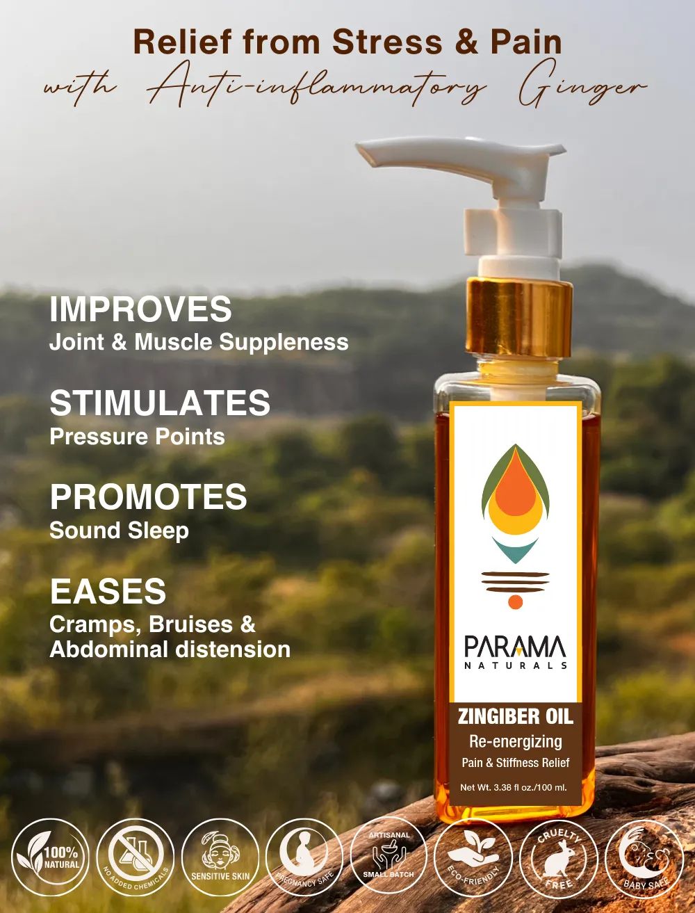 Ginger - Turmeric ZINGIBER OIL Re-energizing Pain & Stiffness Relief