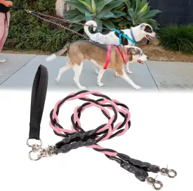 Gloryboom Double Bungee Dog Leash  Shock Absorbing 2-in-1 Leash with 360 Swivel, Padded Handles, No-Tangle for Small/Medium/Large Dogs (Pink)