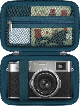 Hard Case for Fujifilm X100VI/ X100V/ X100F/ X100S Digital Camera, Fujifilm X100VI Camera Travel Storage Bag Cover Holder, Extra Zipper Mesh Pocket Fits Cable and Batteries, Blue
