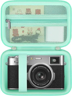 Hard Case for Fujifilm X100VI/ X100V/ X100F/ X100S Digital Camera, Fujifilm X100VI Camera Travel Storage Bag Cover Holder, Extra Zipper Mesh Pocket Fits Cable and Batteries, Green
