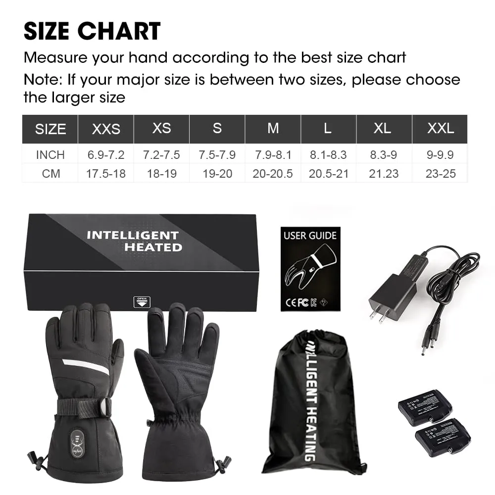 Heated Gloves for Men Women, Outstanding Touchscreen Functional Hand Warmers with 3-Levels Heat Control, Upgraded 7.4v 2200mAh Rechargeable Batteries for Winter Skiing, Camping (Black, Medium)