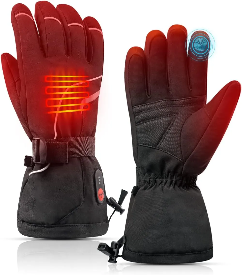 Heated Gloves for Men Women, Outstanding Touchscreen Functional Hand Warmers with 3-Levels Heat Control, Upgraded 7.4v 2200mAh Rechargeable Batteries for Winter Skiing, Camping (Black, Medium)