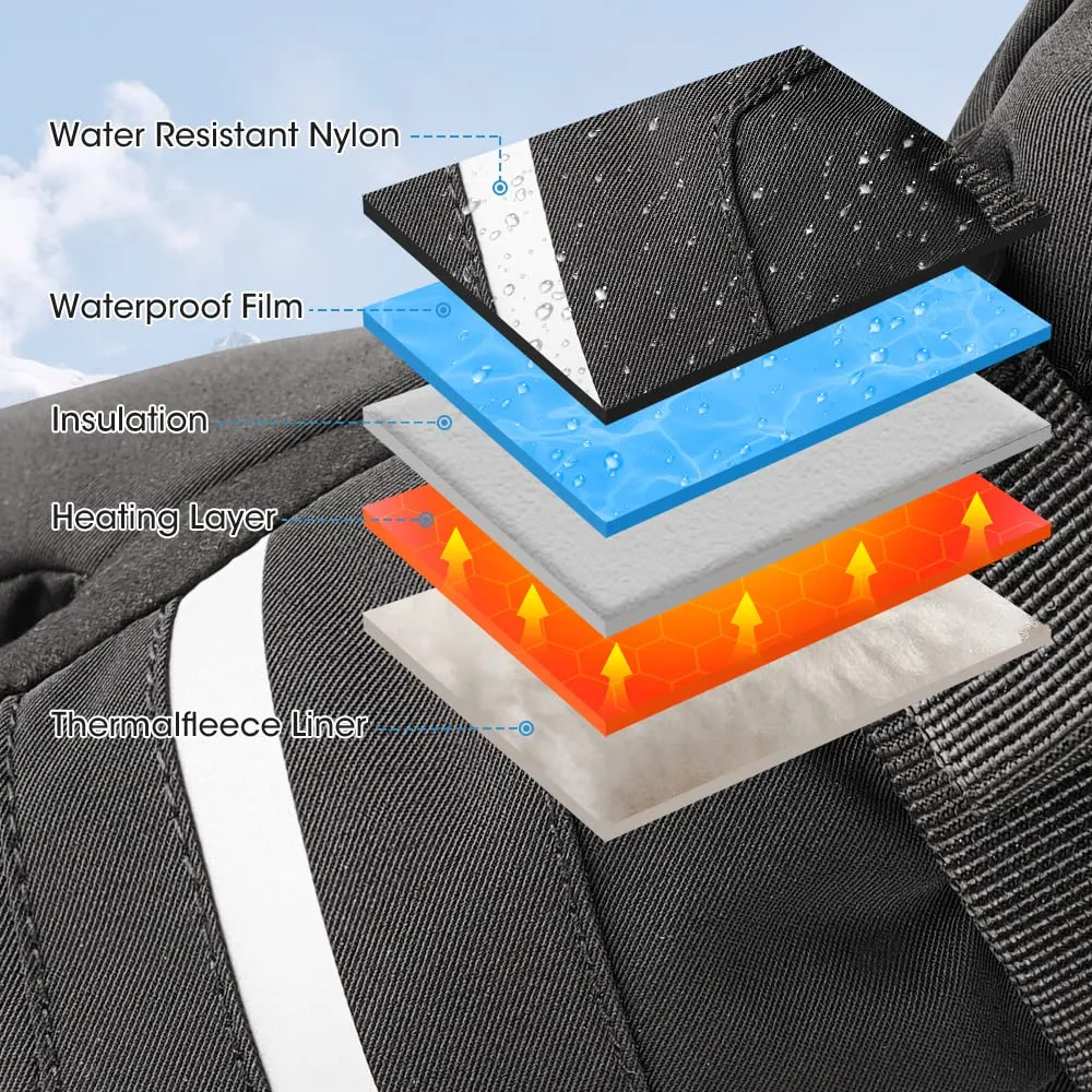 Heated Gloves for Men Women, Outstanding Touchscreen Functional Hand Warmers with 3-Levels Heat Control, Upgraded 7.4v 2200mAh Rechargeable Batteries for Winter Skiing, Camping (Black, Medium)