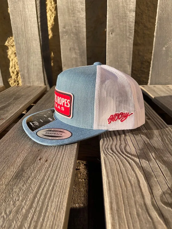 Hooey CR092 "Cactus Ropes" Denim/White Patch Snap Back Cap