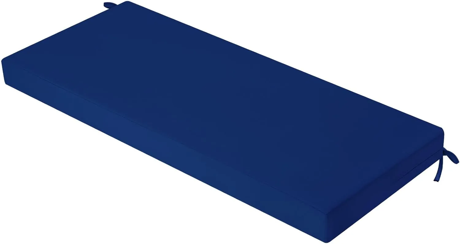 idee-home Outdoor Bench Cushion Waterproof, Bench Cushions for Outdoor Furniture, Patio Porch Swing Replacement Seat Pad with Ties for Garden Backyard, 59 x 18 Inch Navy Blue