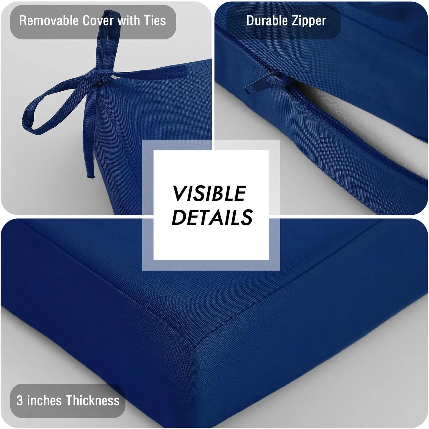 idee-home Outdoor Bench Cushion Waterproof, Bench Cushions for Outdoor Furniture, Patio Porch Swing Replacement Seat Pad with Ties for Garden Backyard, 59 x 18 Inch Navy Blue