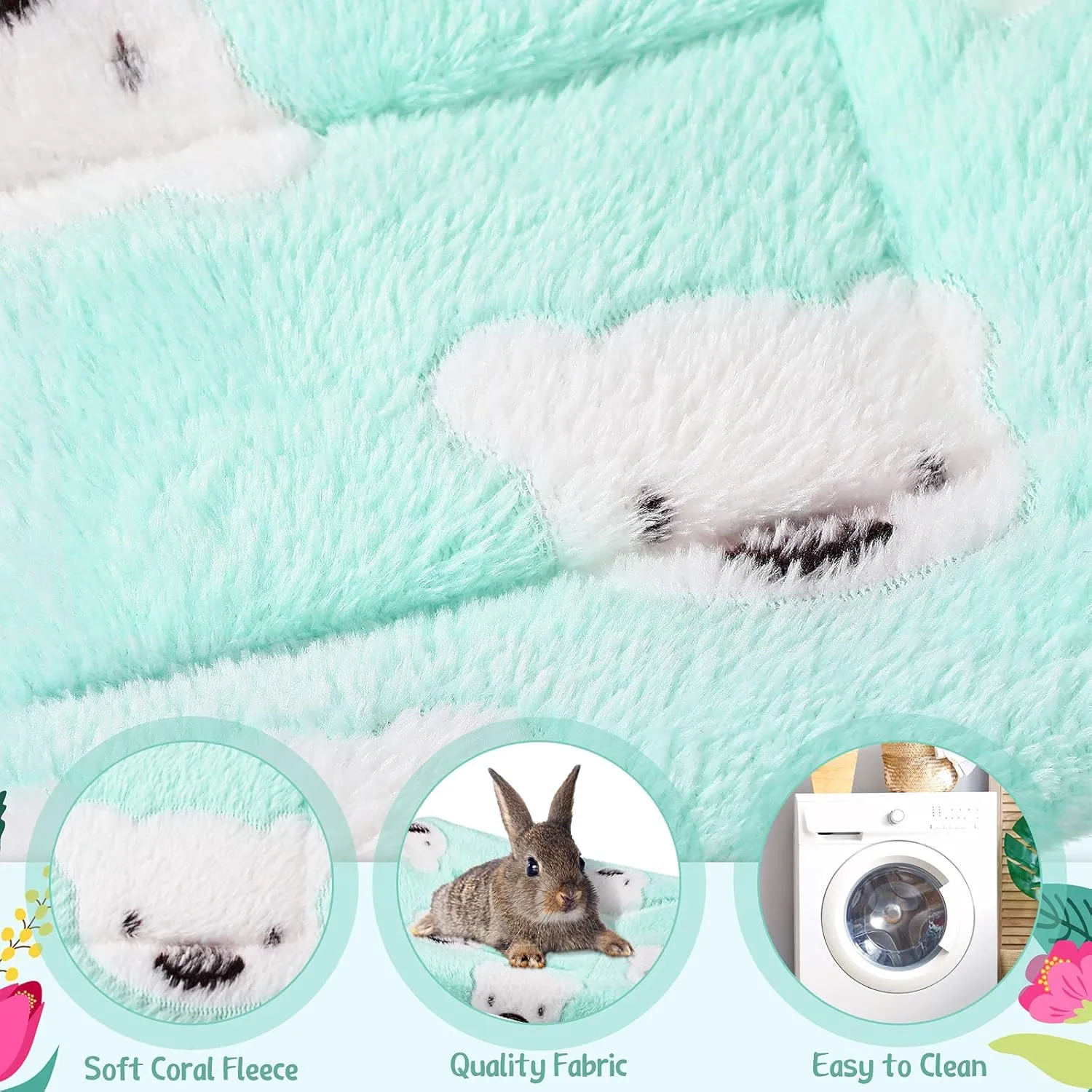 Jetec 2 Pieces Guinea Pig Bed Rabbit Bed Small Animal Hamster Warm Mats Winter Warm for Bunny Hamster Squirrel Hedgehog Chinchilla Small Animal Accessories(Green, Pink,Bear Pattern)