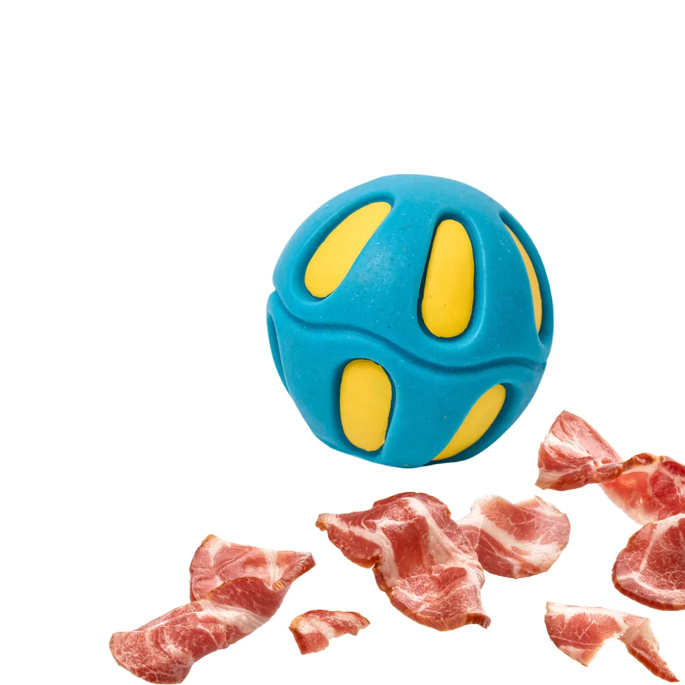 Kanu Pet Soft Blue Solid Ball with Bacon Scent Dog Toy