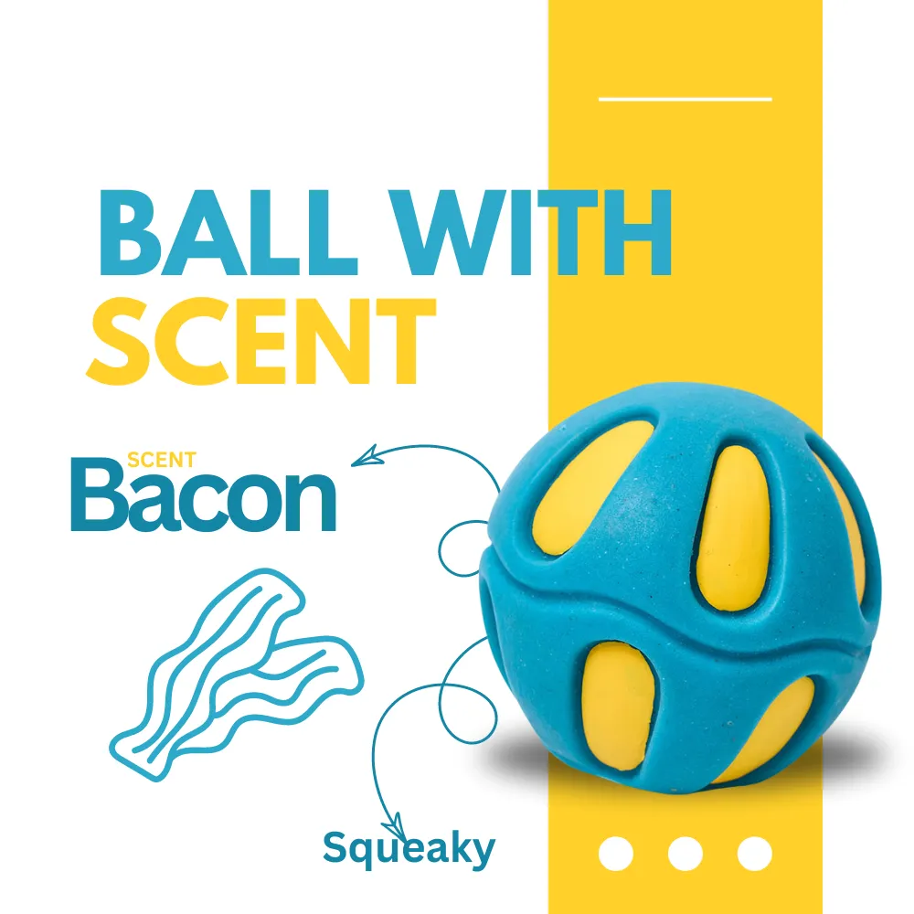 Kanu Pet Soft Blue Solid Ball with Bacon Scent Dog Toy