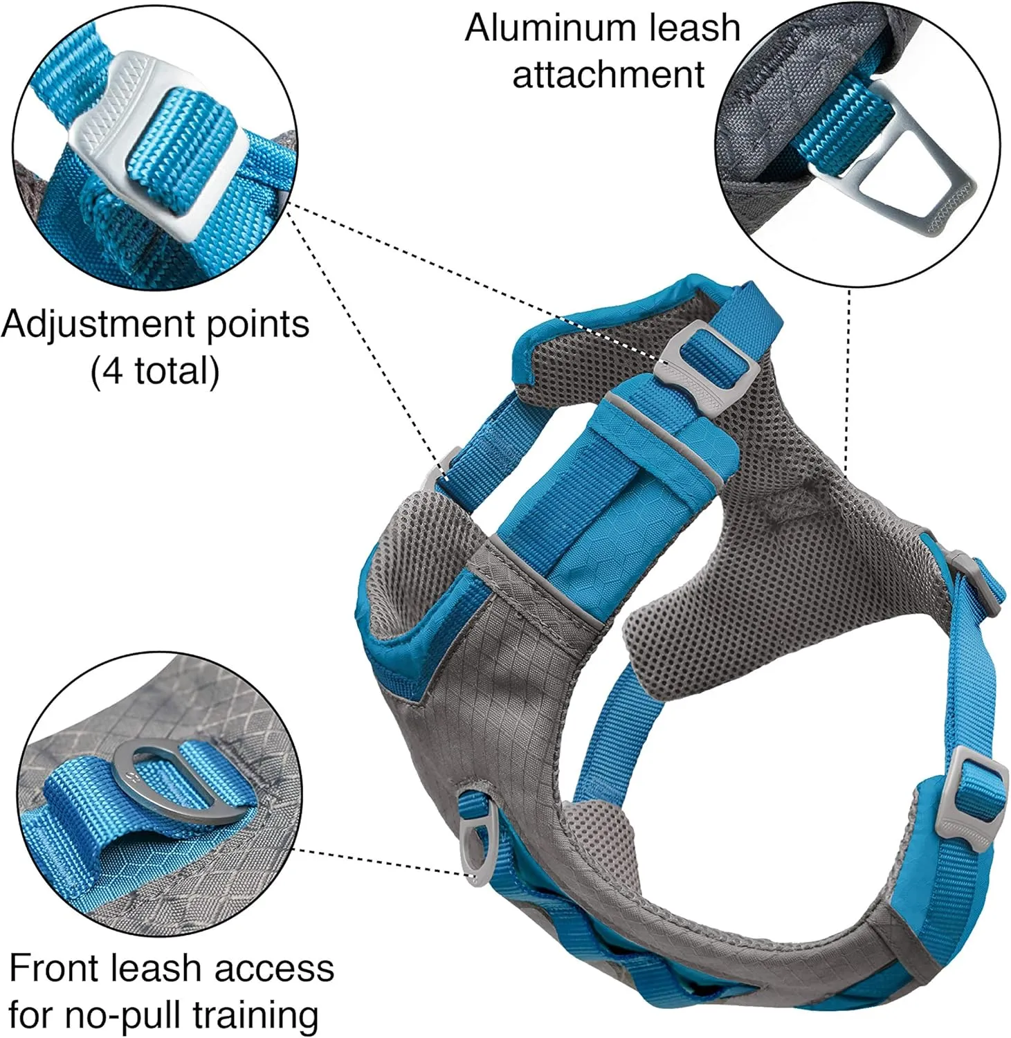 Kurgo Journey Air Dog Harness, Vest Harnesses for Dogs, Pet Hiking Harness for Running & Walking, Reflective, Padded, Includes Control Handle, No Pull Front Clip (Black, X-Large)