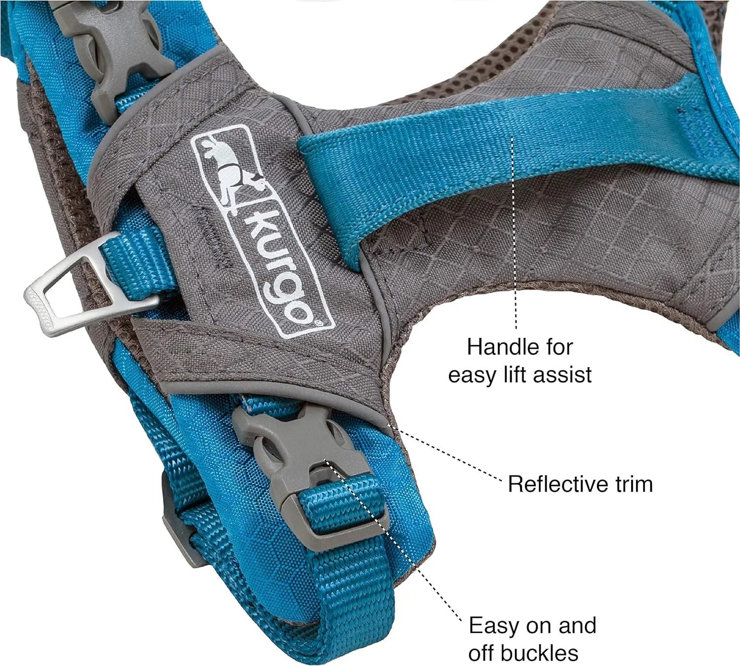 Kurgo Journey Air Dog Harness, Vest Harnesses for Dogs, Pet Hiking Harness for Running & Walking, Reflective, Padded, Includes Control Handle, No Pull Front Clip (Black, X-Large)