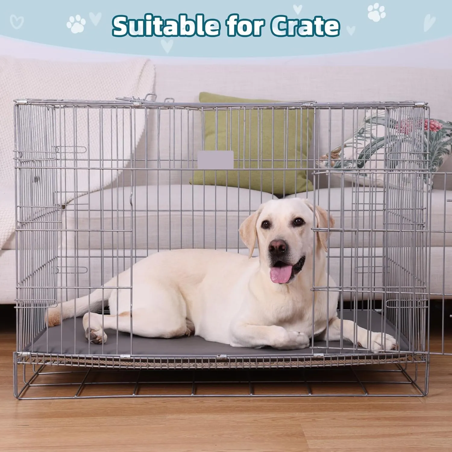 Large Dog Crate Pad Bed, Foam Cushioned & Waterproof Kennel Cage Mat for Large Dogs, Outdoor Pet Bed, Wipe Clean & Easy Rinse, Anti Slip 41 inch Graphite Grey