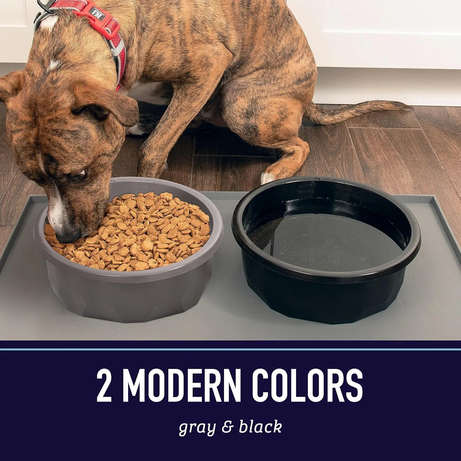 Leashboss Extra Large Dog Water Bowls (112 Oz) | Heavy Duty Plastic Food and Water Bowl for Large Dog Breeds, Durable and High Capacity Feeding Bowls for Inside or Outside, Holds Up To 14 Cups (Black)