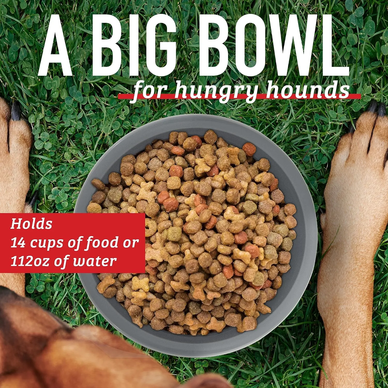 Leashboss Extra Large Dog Water Bowls (112 Oz) | Heavy Duty Plastic Food and Water Bowl for Large Dog Breeds, Durable and High Capacity Feeding Bowls for Inside or Outside, Holds Up To 14 Cups (Black)