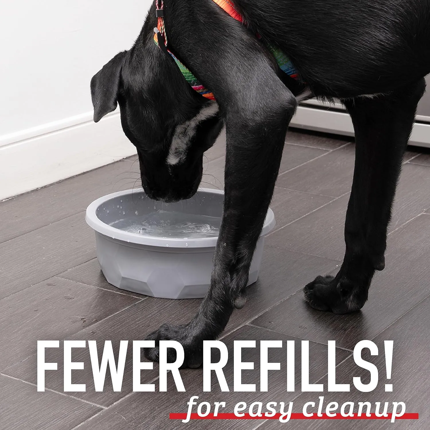 Leashboss Extra Large Dog Water Bowls (112 Oz) | Heavy Duty Plastic Food and Water Bowl for Large Dog Breeds, Durable and High Capacity Feeding Bowls for Inside or Outside, Holds Up To 14 Cups (Black)