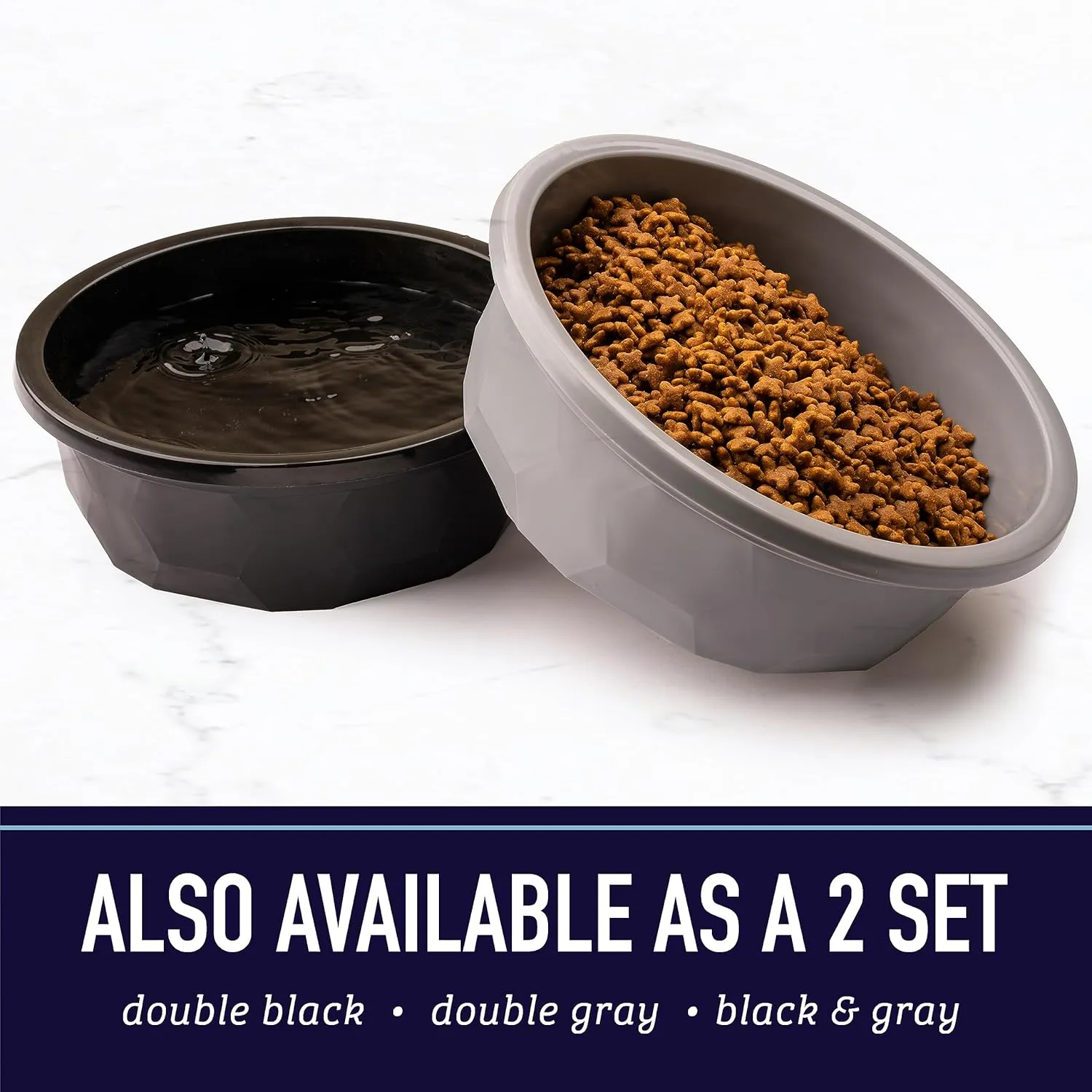 Leashboss Extra Large Dog Water Bowls (112 Oz) | Heavy Duty Plastic Food and Water Bowl for Large Dog Breeds, Durable and High Capacity Feeding Bowls for Inside or Outside, Holds Up To 14 Cups (Black)
