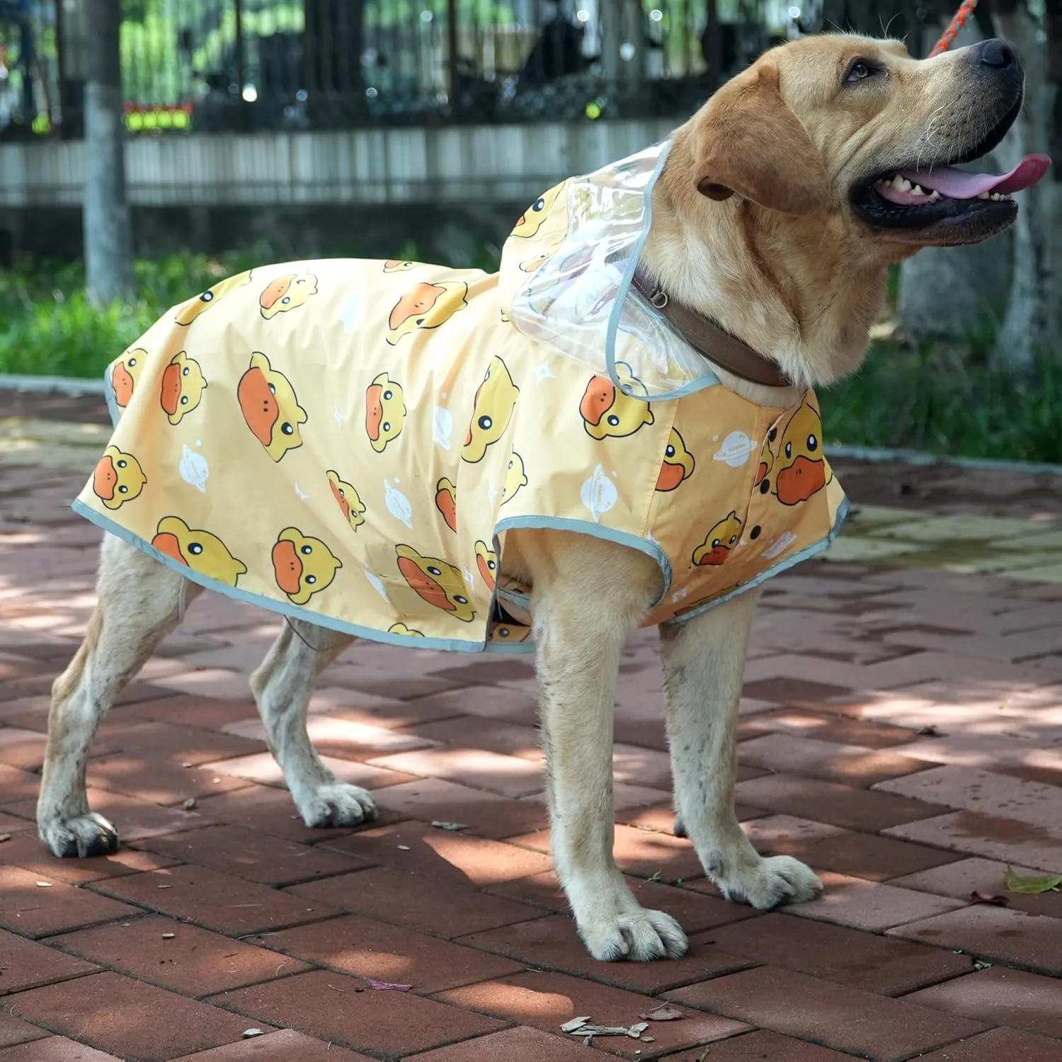 MAMORE Dog Raincoat Hooded Slicker Poncho with Leash Hole, Waterproof Dog Rain Jacket with Reflective Strip for Small to 3X-Large Dogs and Puppies Packable (Yellow Ducks, XXX-Large)