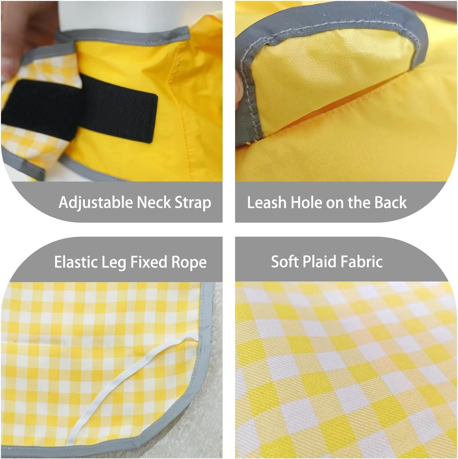MAMORE Dog Raincoat Reversible,Waterproof Dog Rain Coat Hooded Slicker Poncho with Reflective Strip, Plaid Double Layer Rain Jacket for Small Medium Large Dogs (Yellow, Medium)