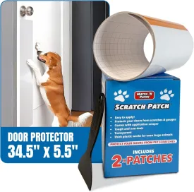 Match 'N Patch Door Protector  Scratch Protectors for Pets  Transparent Shield for Pet Scratches - Self-Adhesive & Easy to Apply, Includes Application Scraper  34.5 x 5.5 Inches, 2 Patches