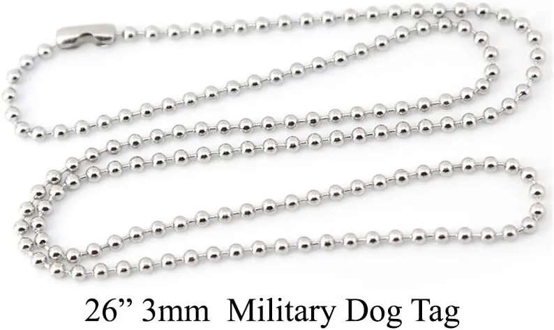 Medical Alert ID Personalized Custom Engraved Dog Tag Free Stainless Steel Necklace 26" Chain Made in USA